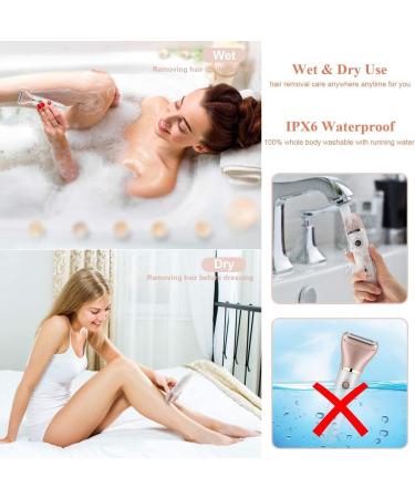 Electric Razor for Women Painless 2 in 1 Wet & Dry Lady Shaver for Women Portable Waterproof Bikini Trimmer Body Hair Removal for Legs Underarms Armpit Face - Buy Online on GoSupps.com