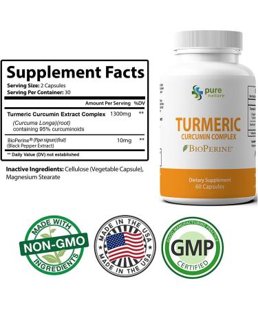 PureNature Turmeric Curcumin Extract Complex - 60 Count (1 Bottle) - Buy Online on GoSupps.com