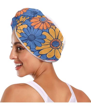 Buy Pink Orange Blue Daisy Flower Hair Towels - 2 Pack Super Absorbent Quick Dry Hair Turbans for Women & Girls | International Shipping - Buy Online on GoSupps.com