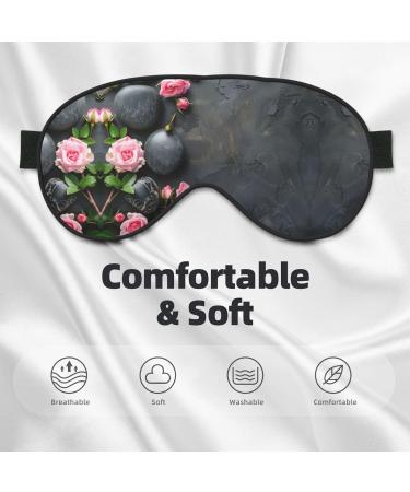 Buy Spa Stone & Rose Flowers Print Double-Sided Eye Mask - Soft Light Blocking for Better Sleep Quality | International Shipping Available - Buy Online on GoSupps.com