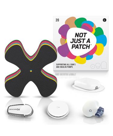 Not Just A Patch X-Patch CGM Sensor Patches (20 Pack)- Water Resistant & Durable for Active Lifestyle for 10-14 Days- Dexcom G6 Adhesive Patches, Omnipod & Freestyle Libre 2 Sensor Covers- Multi Color Multi Colored