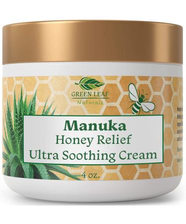 Manuka Honey Moisturizing Cream (4oz) Moisturizing Lotion Treatment For Psoriasis Relief - Itchy  Dry Skin Rash Healing Ointment - Skin Soothing Moisturizer For Kids  Adults  Baby Ultra Strength Honey Creme For Eczema 4 ...