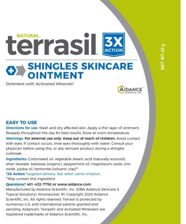 Terrasil Shingles Skincare Cream 3X Triple Action Patented Natural Formula - 45gm Tube - 1.58 Ounce - Buy Online on GoSupps.com