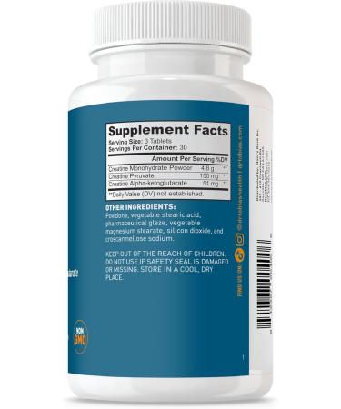 Dr. Tobias Creatine Monohydrate Pills | 5g Complex with Creatine Alpha-Ketoglutarate & Pyruvate | Muscle Strength Energy & Recovery | 90 Tablets - Buy Online on GoSupps.com