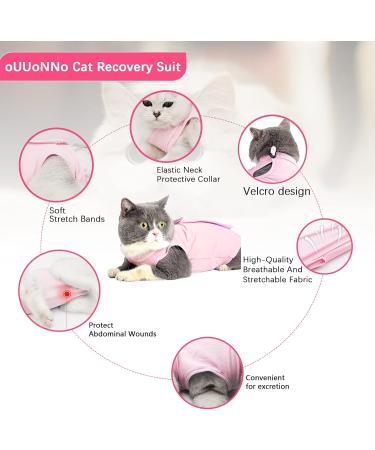 Ouuonno Cat Wound Recovery Suit - Pink L | Abdominal Surgery Pajama & E-Collar Alternative for Skin Diseases - Buy Online on GoSupps.com