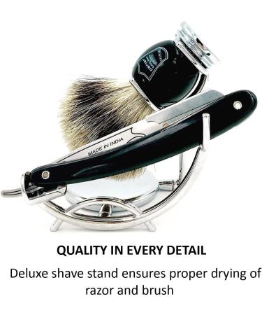 Buy Parker SRB Replaceable Blade Straight Edge Barber Razor Shave Set - Pure Badger Brush Chrome Stand & 100 Blades for Smooth Shaving - Buy Online on GoSupps.com