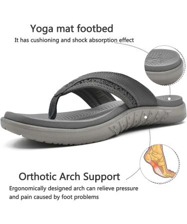 KuaiLu Men's Leather Orthotic Flip Flops with Arch Support for Outdoor Summer - Comfortable Sandals for Plantar Fasciitis - Buy Online on GoSupps.com