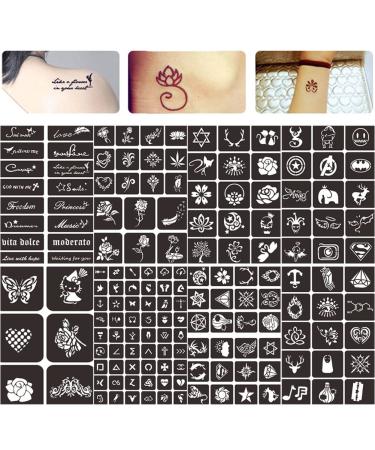 Henna Tattoo Stencils Body Art Face Paint Stencils 8 Sheets Henna Tattoo Designs Templates Temporary Tattoo Sticker Self-Adhesive Glitter Tattoo Stencils Reusable for Adults Women Men Kids. - Buy Online on GoSupps.com
