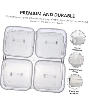 Alipis 1 Set Four Grid Fruit Plate Decor Platter Tray Food Tray Caviar Snack Holder Vegetable Biscuit Box Grey 21X21X8CM - Buy Online on GoSupps.com