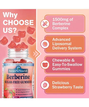 Liposomal Berberine Supplement 1500mg, High Potency Berberine Gummies w. Ceylon Cinnamon, ACV & Turmeric for Digestive, Metabolic & Immune Support, Sugar Free, Vegan, 60 Count - Buy Online on GoSupps.com