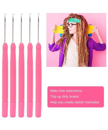 5pcs Plastic Hair Extension Crochet Hook Set - Latch Hook Needles for Braiding Hair (Rose Red #1) - Buy Online on GoSupps.com