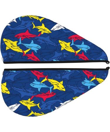 Hair Towel Wrap - Quick Drying Cartoon Shark Towel Turban | Ship Internationally - Buy Online on GoSupps.com