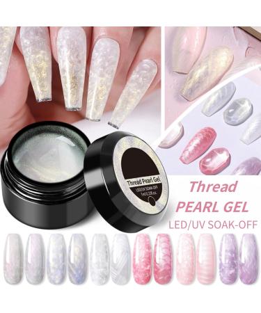 TBeautfave Pearl Gel Nail Polish Shell Thread Gel Nail Polish Pearl White Pearlescent Shimmer Nail Varnish Soak off UV/LED Nail Gel Swirl Thread DIY Nail Art Christmas Nails PearlWhite - Buy Online on GoSupps.com