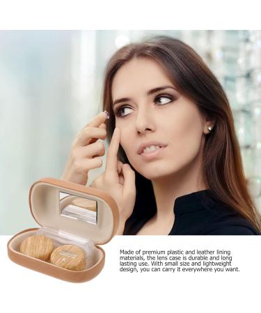 Heallily Portable Wooden Grain Contact Lens Case with Remover Tool & Mirror - Perfect for Teens & Women - Travel-Friendly Design in 2 Colors - Buy Online on GoSupps.com