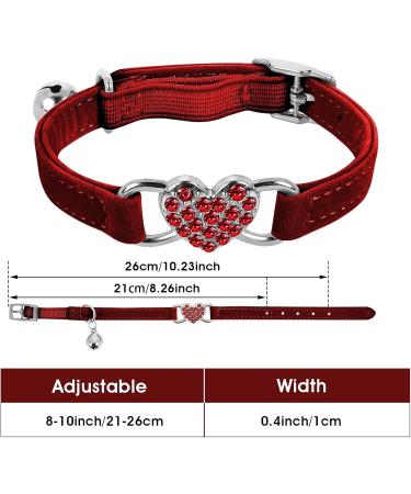 Cobee Bling Heart Cat Neck Band with Bell - Adjustable Rhinestone Pet Collar for Small Cats & Dogs - Safe & Stylish (Red) - Buy Online on GoSupps.com