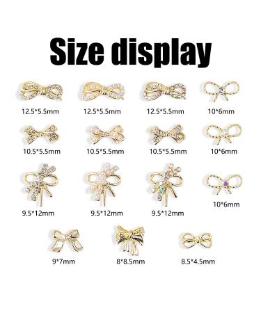 JERCLITY Gold Alloy Bow Nail Charms - 30 Pieces Nail Art Decorations with Rhinestones & Pearls - 15 Styles for Women & Girls - Buy Online on GoSupps.com