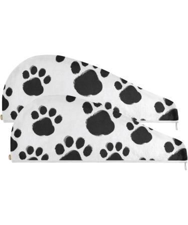 Dog Paws Hair Towel 2 Pack | Super Absorbent Quick Dry Hair Turbans for Women & Girls - Buy Online on GoSupps.com