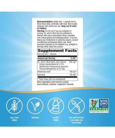 Natures Way St. Johns Wort Premium Extract - 90 Capsules | Promotes Positive Outlook | Non-GMO - Buy Online on GoSupps.com