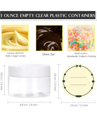 24 Pack 1 oz Clear Plastic Cosmetic Jars with Lids, Labels - Travel Storage for Lotion, Cream, Makeup - TUZAZO - Buy Online on GoSupps.com