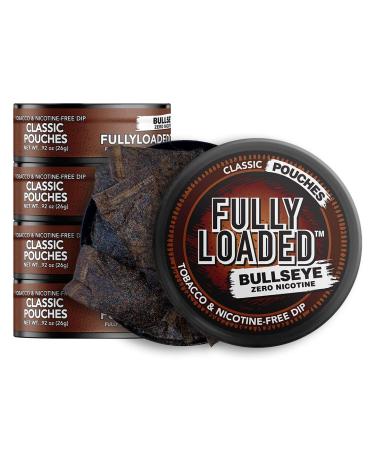 Fully Loaded Chew Tobacco and Nicotine Free Classic Bullseye Pouches Signature Flavor, Chewing Alternative-5 Cans