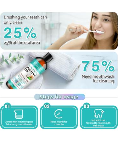 Coconut Oil Pulling Mouthwash - Mint Oil for Teeth Whitening & Fresh Breath | Natural Essential Oils | Alcohol Free 237ml - Buy Online on GoSupps.com