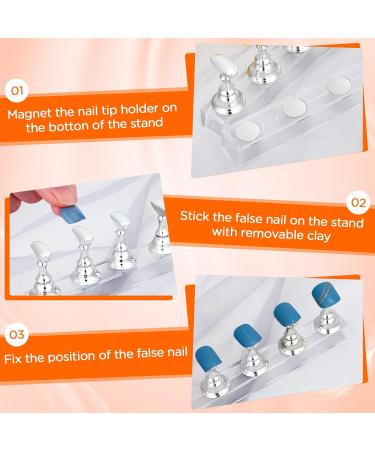 Prousky 2 Set Magnetic Nail Display Stand for False Nail Tip Manicure - Silver - Buy Online on GoSupps.com