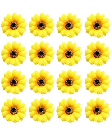 16 pieces yellow big daisy sunflower hair needles crocodile terminals hair clips wedding bride hairstyling hawaii party silk flower headdress beach vacation decoration for women - Buy Online on GoSupps.com