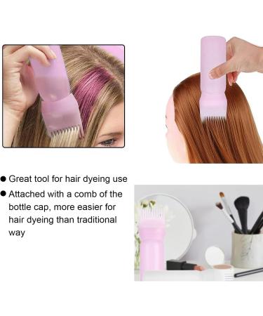 Fokelyi 2Pcs Hair Dye Brush Bottle Applicator Root Comb Applicator Hair Color Bottle with Graduated Scale(Pink and White) - Buy Online on GoSupps.com