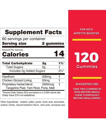 Nature's Key Appetite Booster Gummies - Hawthorn Flavor - 120 Count Pack for Kids - Appetite Stimulant and Weight Gainer - Buy Online on GoSupps.com
