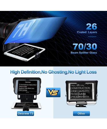 Desview T3 Teleprompter 11 iPad Tablet iPhone 70/30 Beam Splitter Glass Remote Control DSLR Smartphone Video Recording - Buy Online on GoSupps.com