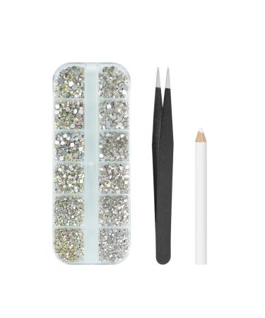 2880 Pcs Nail Art Rhinestones  MAEXUS Nail Gems Flat Back with Tweezers and Drill Pen for Nail Art Craft  Face Make-up  Home DIY And Professional Use  Clear
