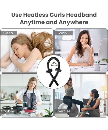 Satin Heatless Curlers Headband for No Heat Curls - Black Silk Curling Set for Long, Short, Medium Hair - Includes Hairpin and Scrunchies for DIY Hairstyles - Buy Online on GoSupps.com