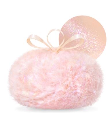 Highlighter Makeup Powder Plush Peach Ball Puff Glitter Shimmer Sparkle Loose Patting Powder for Body Face Hair Multi-Use High Gloss Shine Bright Illuminator Makeup Glossy Diamond Glow Pink 1 Count (Pack of 1)