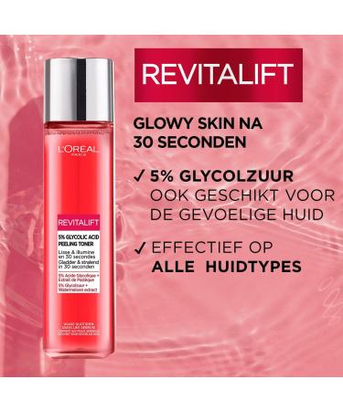 L'Or al Paris - Lotion Peeling Visage Lissante et Exfoliante - limine les Points Noirs Pores Dilat s & Imperfections - l'Acide Glycolique 5% - Peeling Toner Revitalift - 180 ml 180 ml (Lot de 1) - Buy Online on GoSupps.com