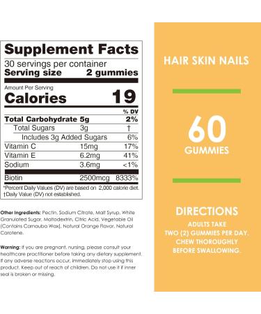 Nature's Key Biotin Gummies with Vitamin C & E for Hair, Skin & Nails | Vegan Orange Flavors | 60 Count - Buy Online on GoSupps.com