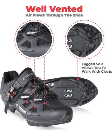 Gavin Elite MTB Cycling Shoe - SPD Cleat Compatible, Size 12.5 Women/11.5 Men - Buy Online on GoSupps.com