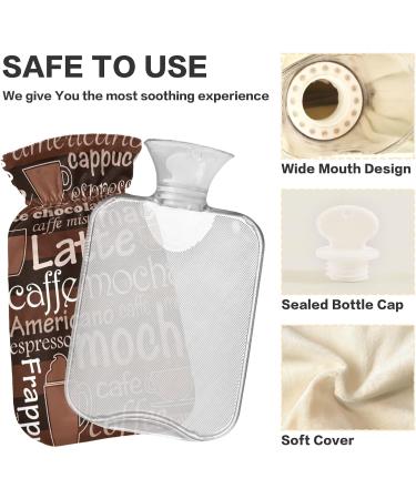 Coffee Words Hot Water Bottle with Cover 1L | Pain Relief & Therapy | BPA Free | Small Hot Water Bag for Back Pain - Buy Online on GoSupps.com
