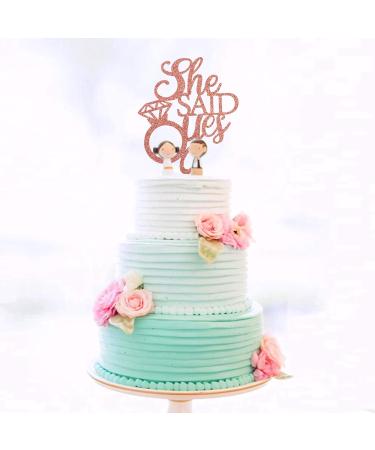 Unimall Rose Gold 'She Said Yes' Cake Topper - Perfect for Engagement Bridal Shower & Bachelorette Party Decorations | Multi-Color Delivery Available - Buy Online on GoSupps.com