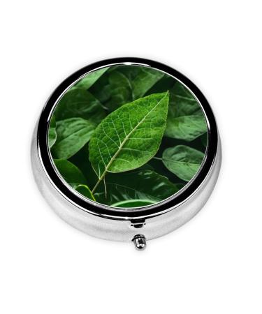 Green Leaf Natureround Pill Box 3 Compartment Round Pill Box Organizer Portable Travel Pill Box for Traveling.