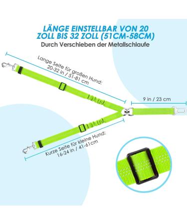 Slowton Dog Car Seat Belt - 2 in 1 Adjustable Elastic Reflective Safety Belt for Small & Medium Dogs - Durable & Comfortable Travel Solution in Lime - Buy Online on GoSupps.com