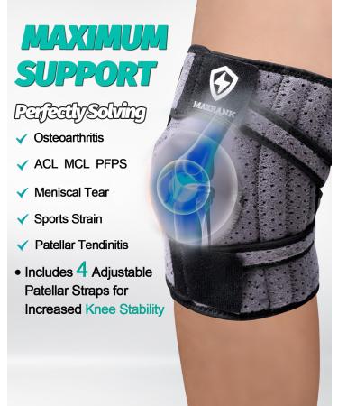 Knee Brace with Side Stabilizers - Adjustable Support for MCL ACL Arthritis & Meniscus Tear - Pain Relief for Men & Women - Universal Fit (10.2-19.1) - Gray - Buy Online on GoSupps.com