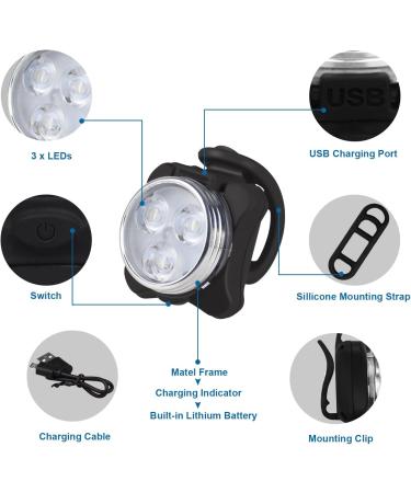 Balhvit - Bike Light Set - Super Bright USB Rechargeable Waterproof Mountain Road Safety & Easy Mount LED Bicycle Lights - USB Cycling Front & Rear Light - Buy Online on GoSupps.com