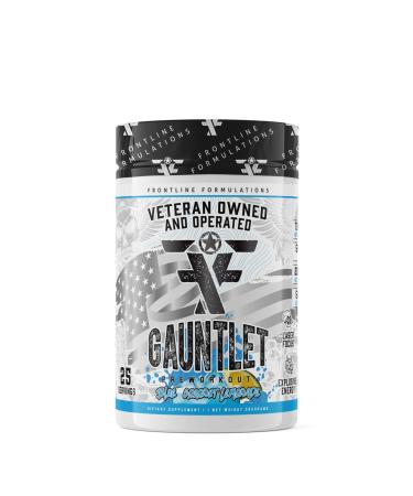 Gauntlet Pre-Workout Powder Explosive Workouts Laser Focus Mid Stim Amazing Flavor Veteran Owned and Operated (25 Servings Blue Coconut Lemonade)