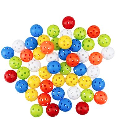 KOFULL Colored Golf Practice Ball, 50pack 42mm Hollow Sports Golf Training Balls Plastic Airflow Good for Your Pets-(Multicolor)