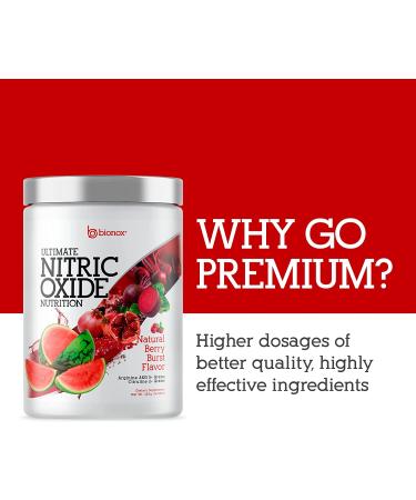 Bionox M3 Ultimate Nitric Oxide Powder - L Arginine & L Citrulline Supplement for Cardio Health - Beetroot Berry Flavor - 60 Scoops - Buy Online on GoSupps.com