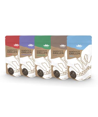 Entosus - trial set roasted grilling 5 flavors crunchy snack grilling sustainable meat substitute insects as protein snack or cooking ingredient in Germany bred: 5 x 20g trial package 5x 20g - Buy Online on GoSupps.com