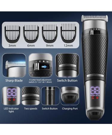 Bwaliffury Professional Hair Trimmer Beard Trimmer Hair Trimmer Nose Hair Trimmer 2 in 1 Men's Hair Trimmer Men's T-shaped Trimmer USB Rechargeable Waterproof LED Display (Black) - Buy Online on GoSupps.com