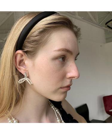 FEYLIE Elegant Pearl Bowknot Dangle Earrings - Fashion Small Hoop Statement Jewelry for Women & Girls | International Shipping Available - Buy Online on GoSupps.com
