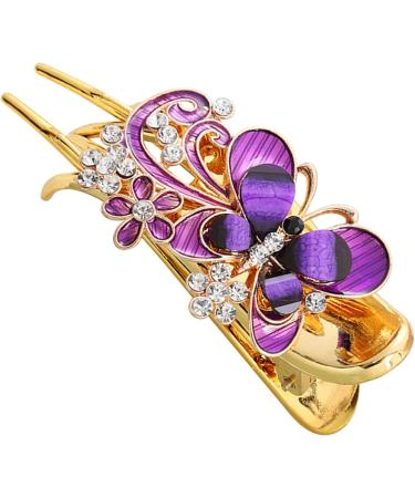 Long Fine Hair Clip For Styling Wear Resistance Women No Slip Rhinestone(Purple) - Buy Online on GoSupps.com