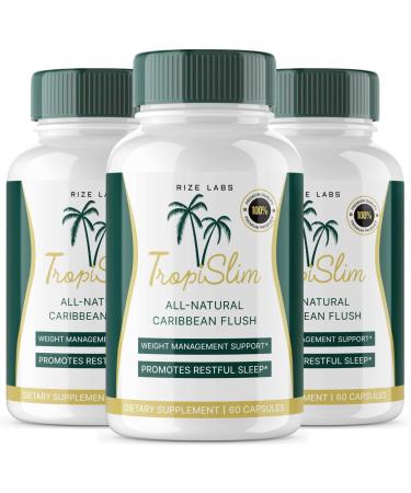 (Official 3 Pack) Tropislim Tropislim All Natural Caribbean Flush Weight Loss Supplement Tropislim Slimming Capsules for Women Healthy Lifestyle + Leaner Physique Tropical Reviews (180 Capsules)